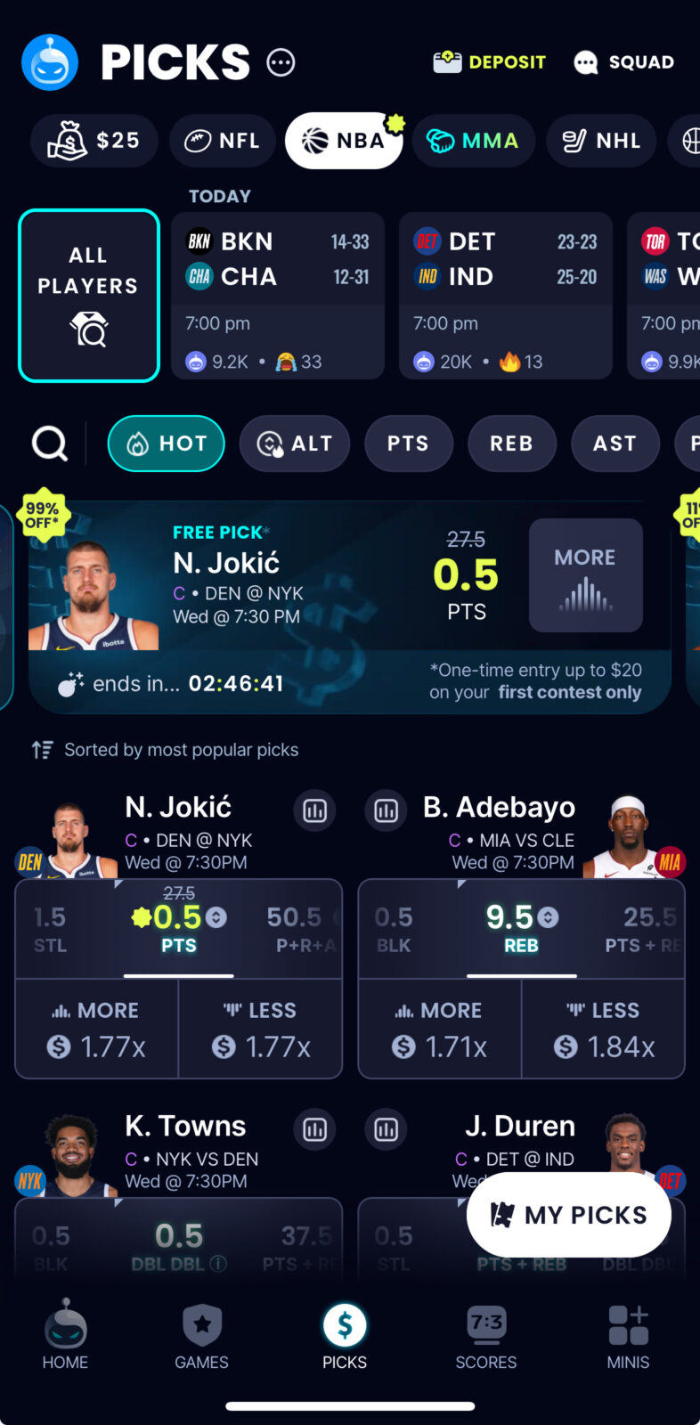 Sleeper promo on Jokic tonight from iphone screen view