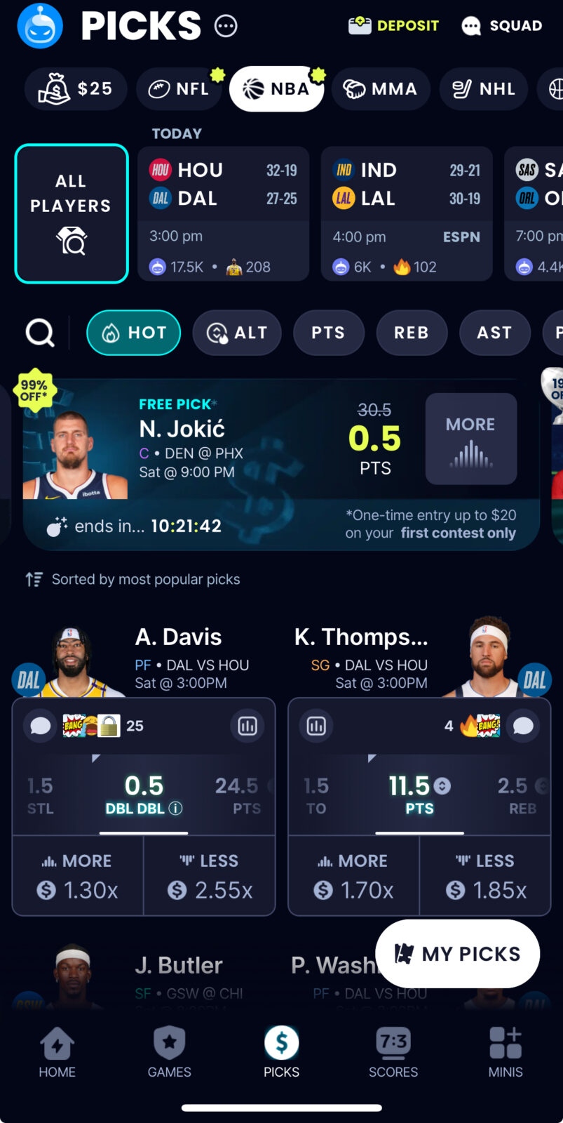 Sleeper promo on Jokic tonight iphone screen view