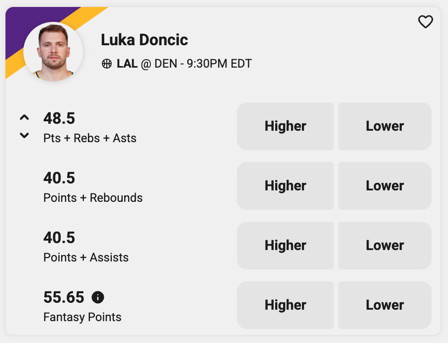 Luka Doncic picks on Underdog Fantasy tonight